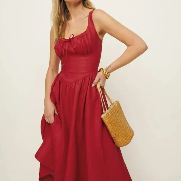 Balia Linen Dress in Sundried Tomato - Picture 1 of 6